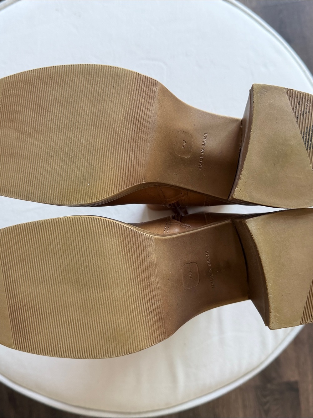 Steve Madden Cognac Platform Block Heel Ankle Boots - Picture 3 of 4